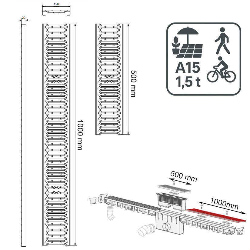 Abdeckrost Stegrost Edelstahl 100 cm