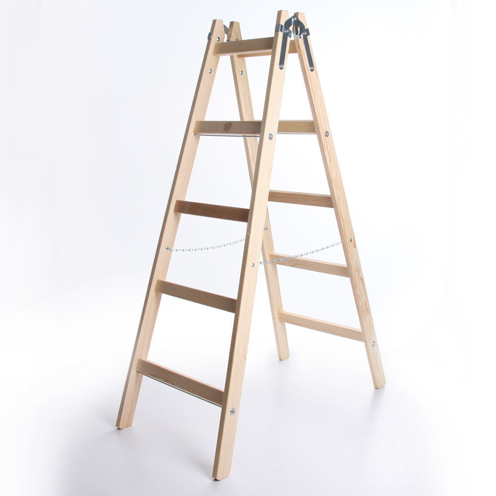Holzleiter PREMIUM - Stabile 3 bis 6 Stufen Klappleiter für Haushalt und Garten