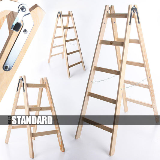 Holzleiter STANDARD - Stabile 3 bis 6 Stufen Klappleiter für Haushalt und Garten