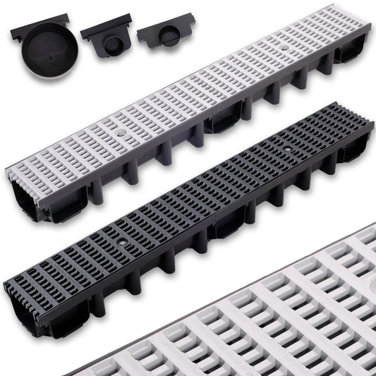 Entwässerungsrinne 131mm mit PVC-Gitter