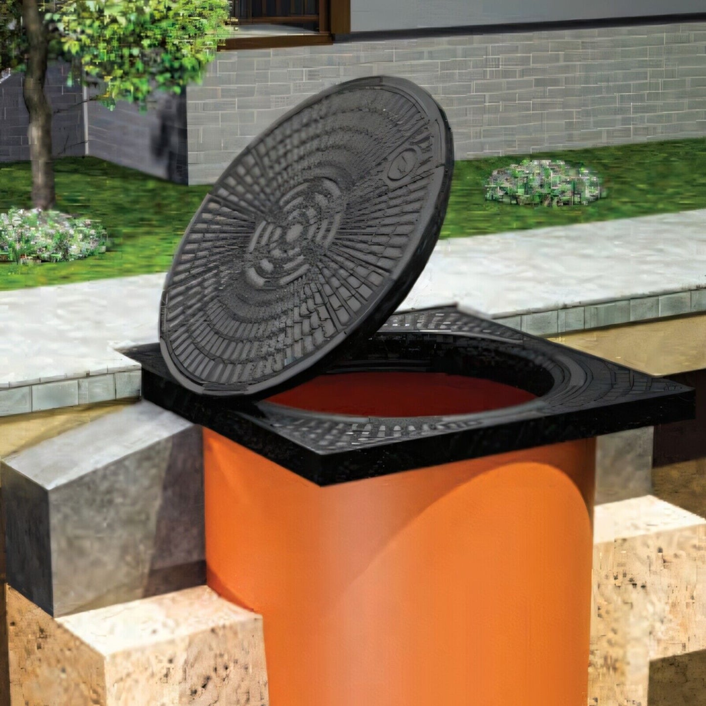 Teleskop Schachtabdeckung DN 315 – 40x40 cm Revisionsschacht mit Kindersicherung