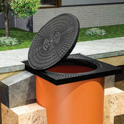 Teleskop Schachtabdeckung DN 315 – 40x40 cm Revisionsschacht mit Kindersicherung