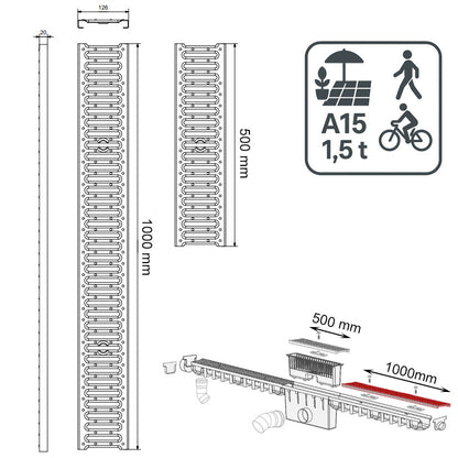 Abdeckrost Stegrost Edelstahl 100 cm