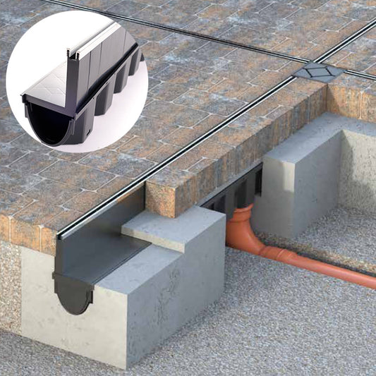Entwässerungsrinne A15 1,5t Schlitzrinne Bodenrinne Terrassenrinne mit Alukante