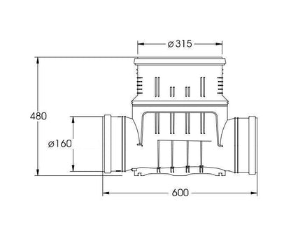 KG Schacht Abwasserschacht Revisionsschacht | Zulauf /Ablauf DN160 | DN315